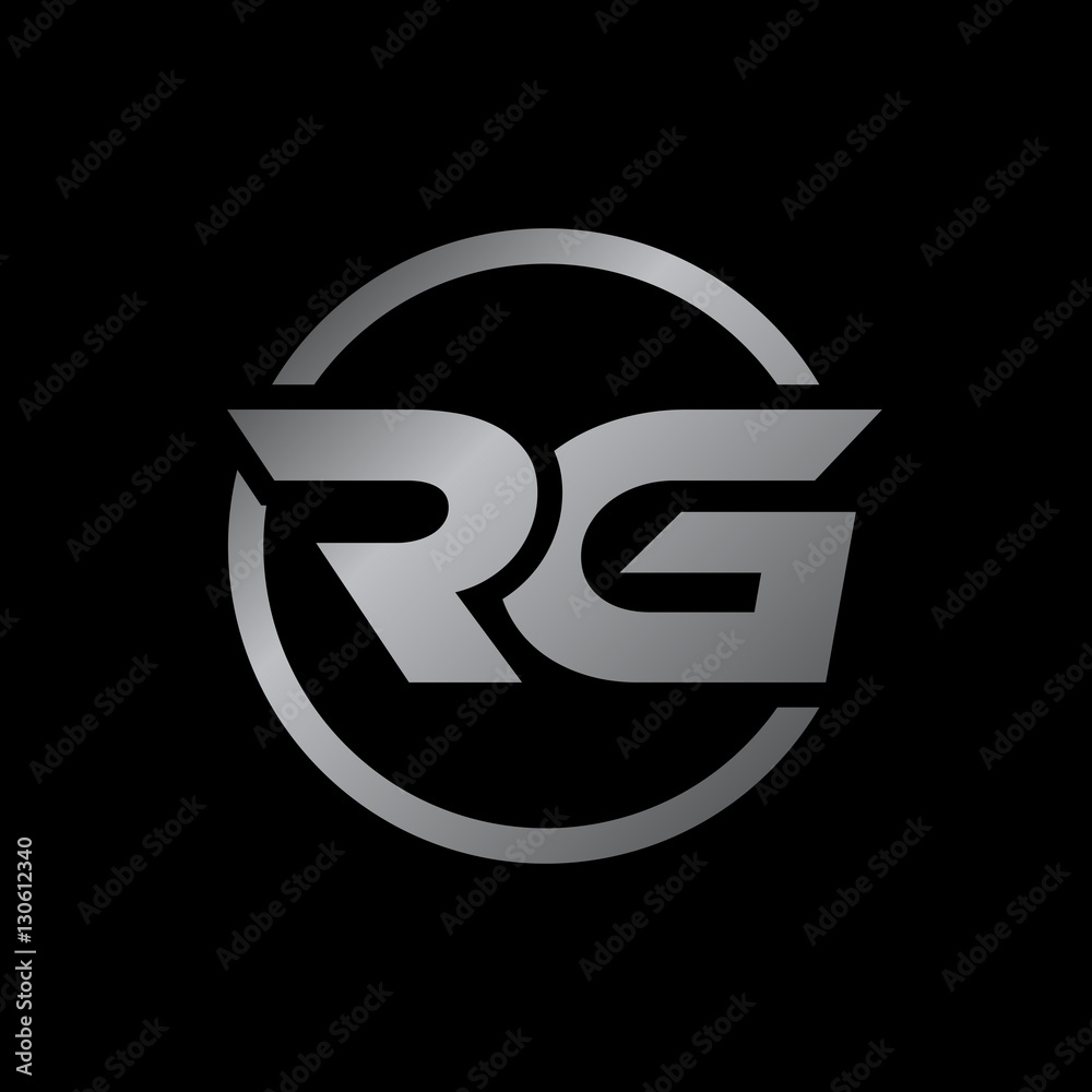initial letter logo with circle silver color RG initial letter logo with circle silver color RG