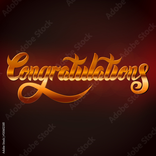 congratulations, handwritten text, vector illustration