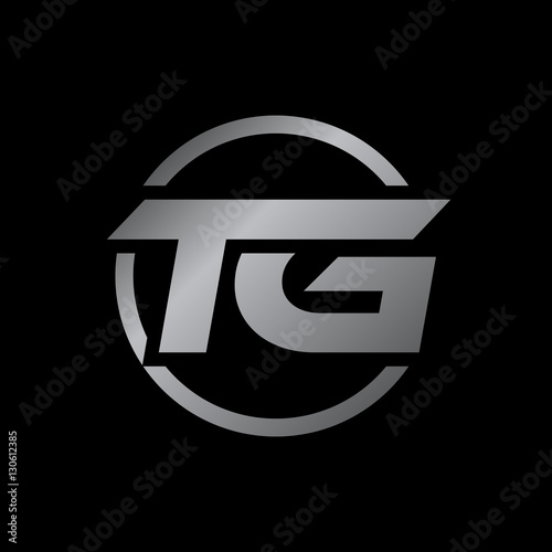 initial letter logo with circle silver color TG