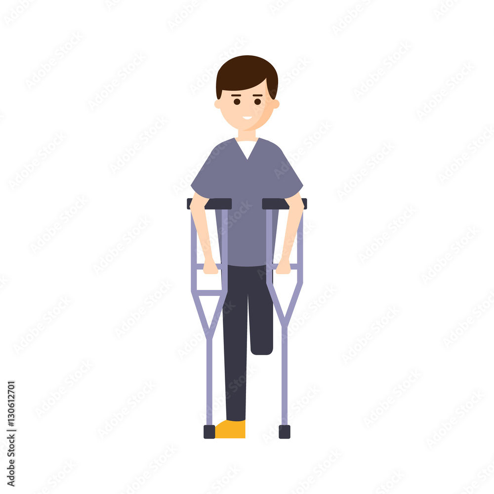 Physically Handicapped Person Living Full Happy Life With Disability Illustration With Smiling Man With Missing Leg Physically Handicapped Person Living Full Happy Life With Disability Illustration With Smiling Man With Missing Leg