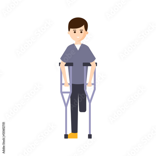 Physically Handicapped Person Living Full Happy Life With Disability Illustration With Smiling Man With Missing Leg