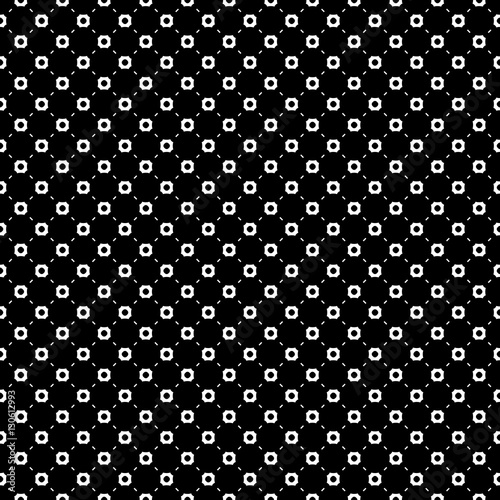 Vector seamless pattern, smooth geometric figures, circles, lines. Simple monochrome black & white texture, dark abstract repeat background. Design element for prints, textile, furniture, digital, web