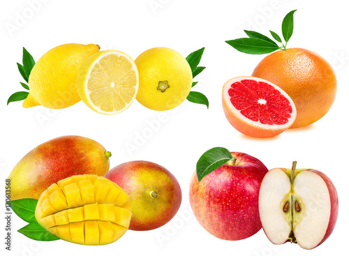     Collection of fruits isolated on white