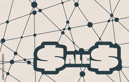 Molecule And Communication Background. Modern vector brochure or report design template. Sales text. Connected lines with dots. Retail business relative background. Vector illustration