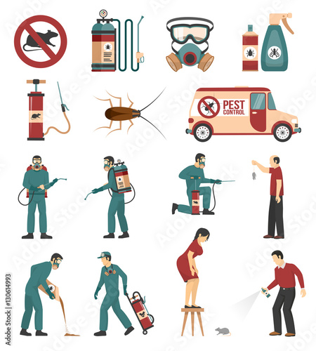 Pest Control Service Flat Icons Collection 