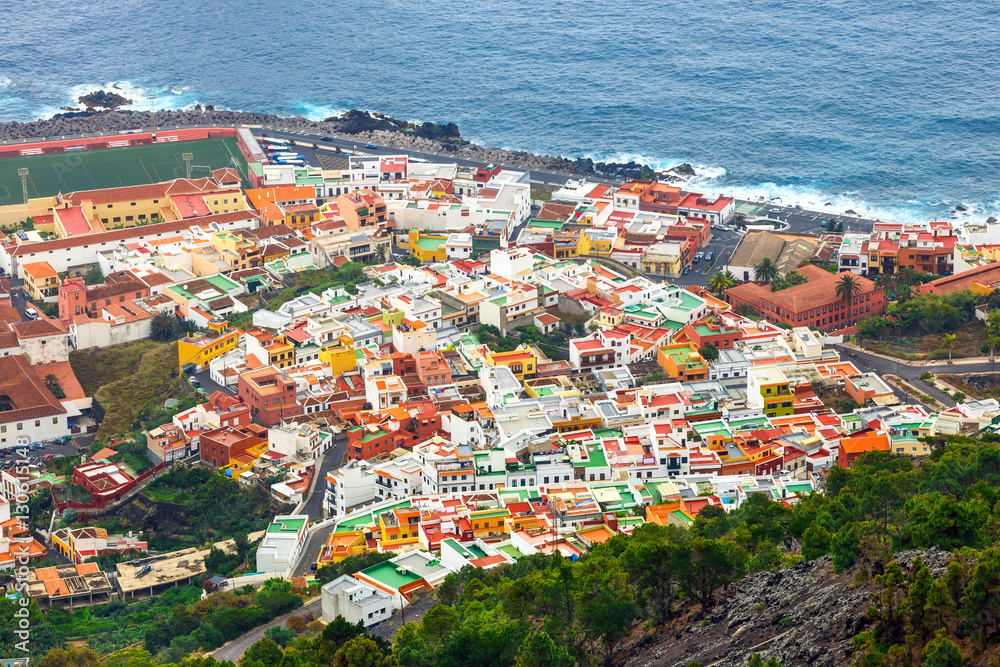 aerial view of Garachico in Tenerife, Canary Islands, Spain