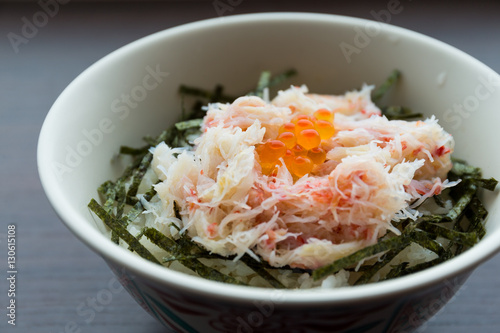 Crab rice in bowl