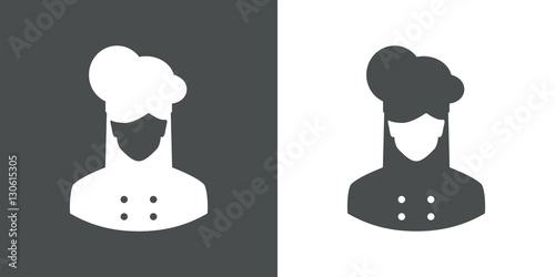 Icono plano silueta cocinera gris y blanco