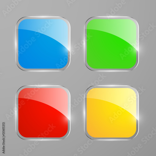 Shiny square web banners or buttons, vector illustration