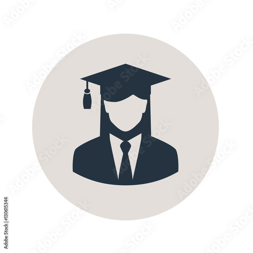 Icono plano silueta graduada en circulo gris