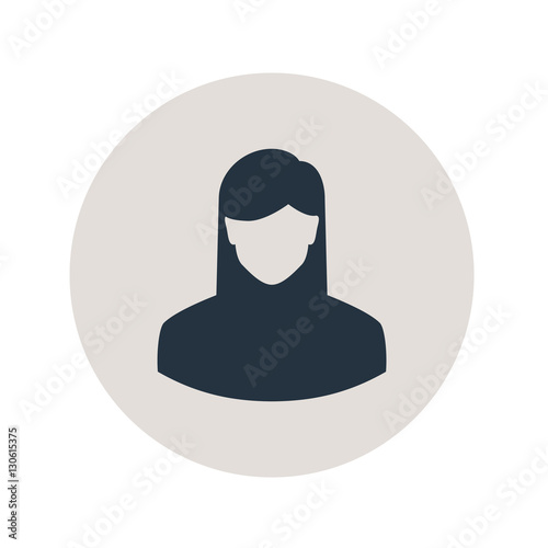 Icono plano silueta mujer en circulo gris