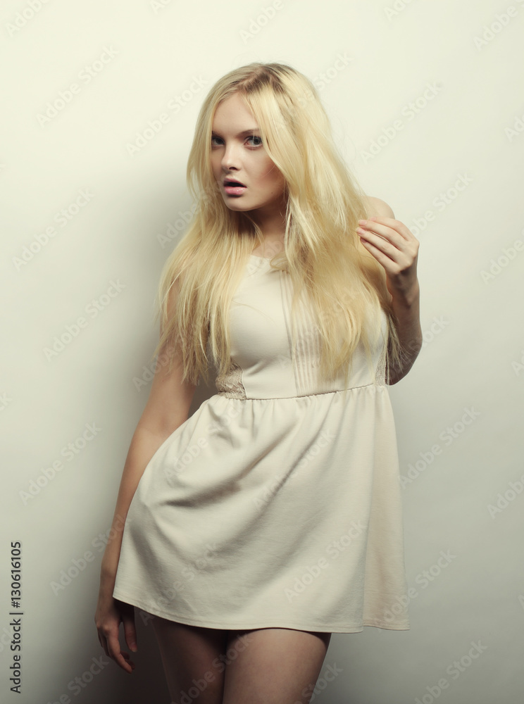 young magnificent woman in white dress. young magnificent woman in white dress.