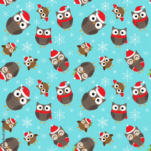 Christmas pattern with owls
