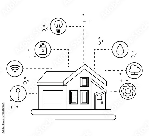 smart home automation tech vector illustration design