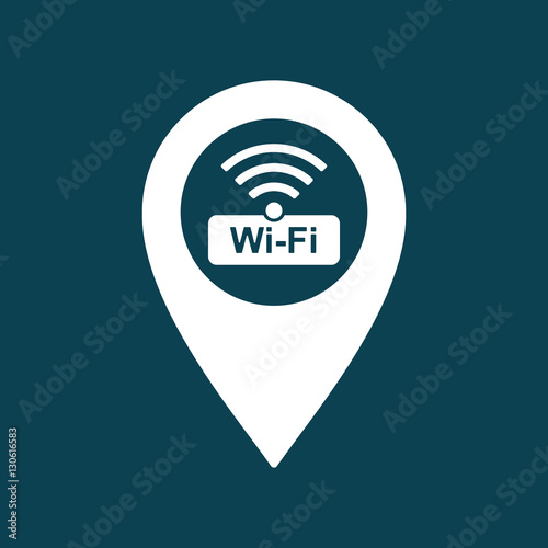 wi-fi point location icon on blue background