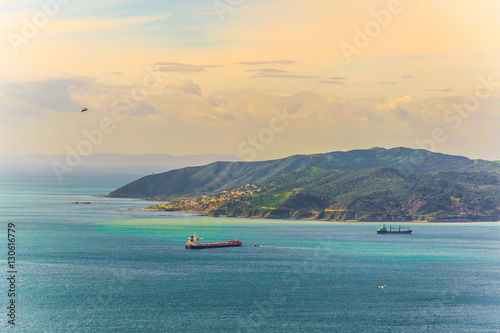 view of a peninsula surrounding algeciras bay in spain photo