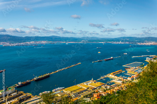 Aerial view of gibraltar taken from the top of the moutain.