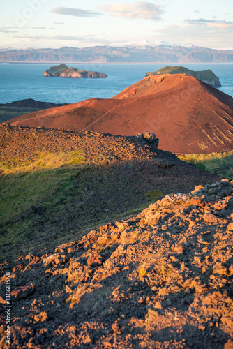 Sunset at the vestmannaeyjar island