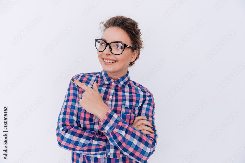 Woman in checkered shirt