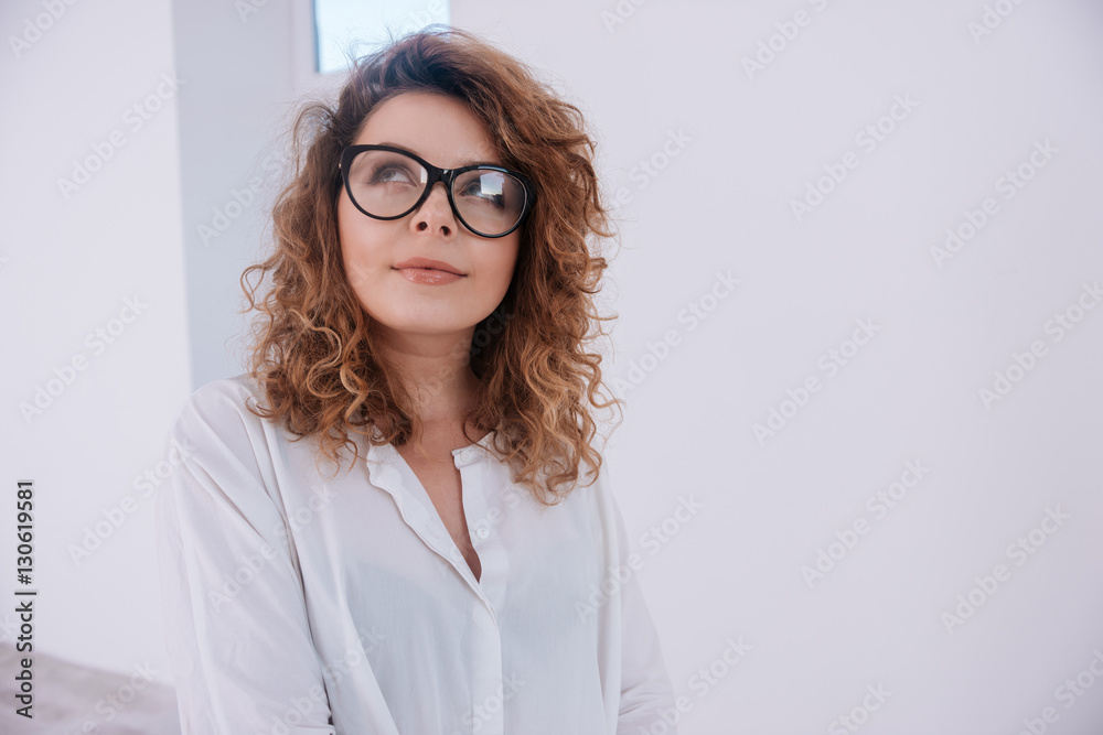 Pensive woman in shirt Pensive woman in shirt