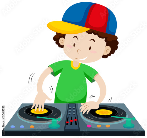 DJ playing music from discs jockey machine
