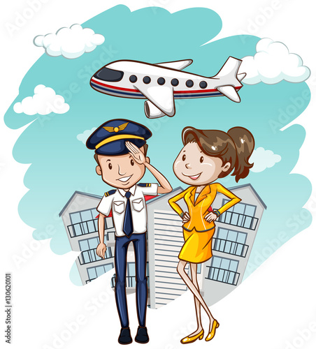Cabin crew working in airline