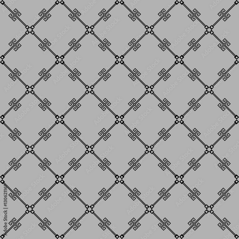 Fototapeta premium Seamless asian minimalist net pattern. Masculine vector wallpaper. 