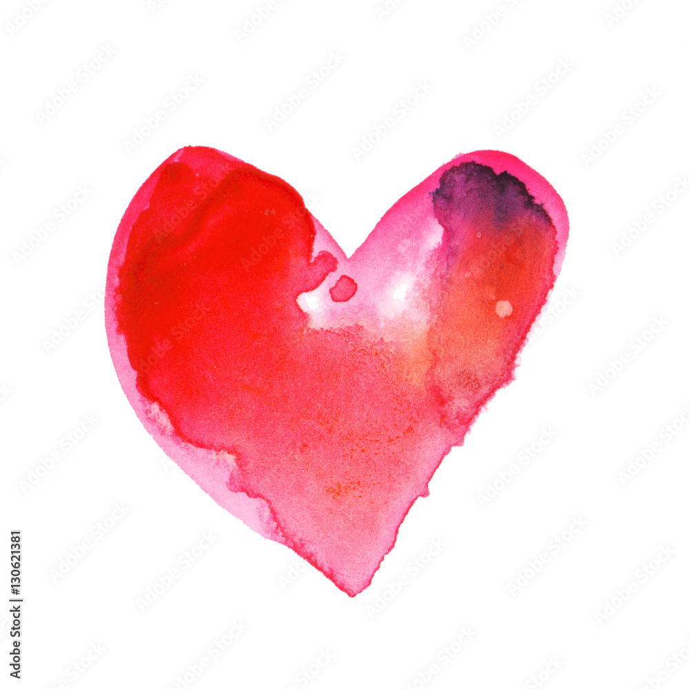 love concept with artistic watercolor heart illustration for gre