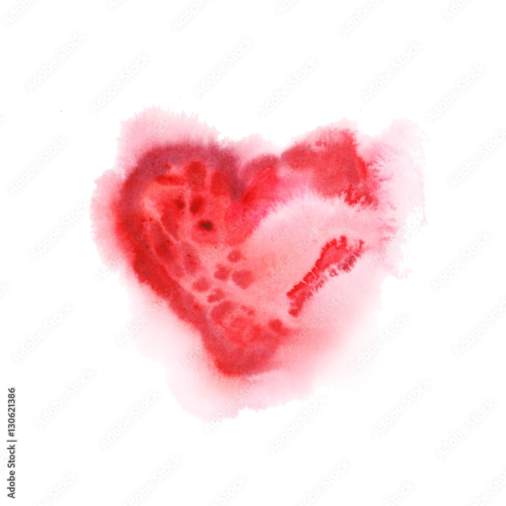 love concept with artistic watercolor heart illustration for gre