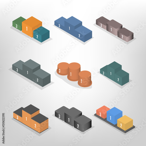 Pedestal for rewarding an isometric, vector illustration.