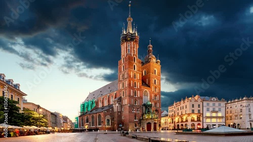 Krakow Market Square, Poland, Time lapse