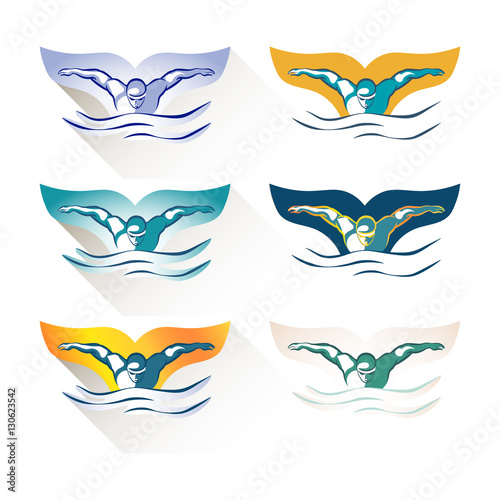 Modern Vector Abstract Swimming Logo