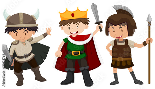 Boys in soldier and prince outfit