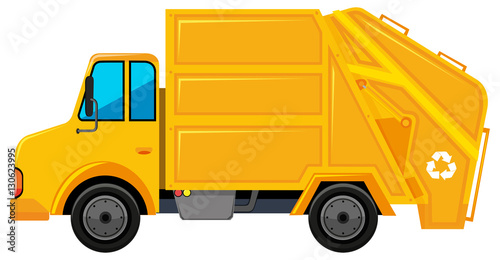 Rubbish truck in yellow color