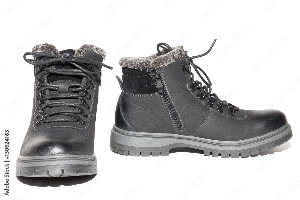 winter boots on a white background