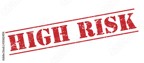 high risk red stamp on white background photo