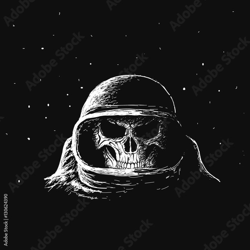 Skull astronaut in outer space
