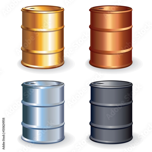 Oil Barrels Set. Isolated Vector Objects
