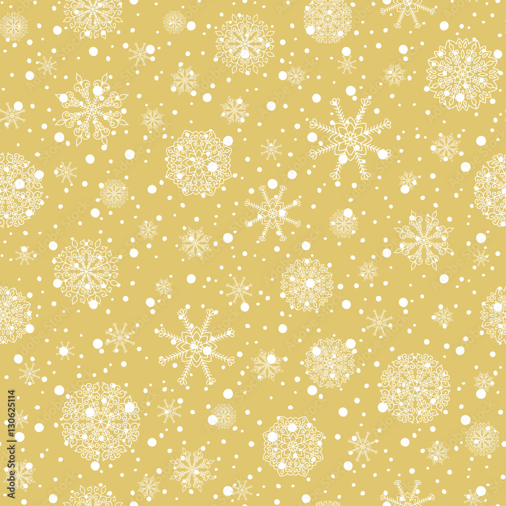 Winter Holiday vector gold background with snow. Winter Holiday vector gold background with snow.