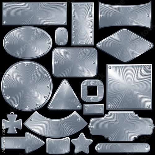 Set of Metallic Plates, Signs, Buckles and Objects