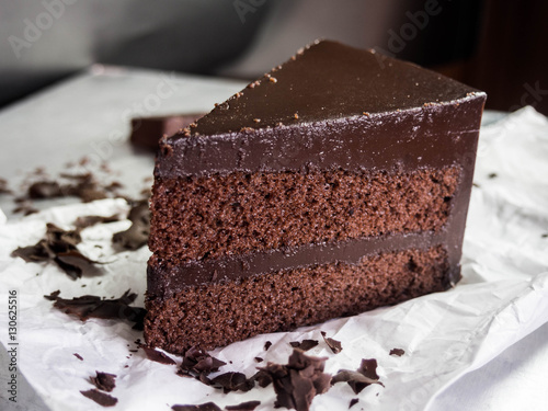 chocolate fudge cake,selective focus.