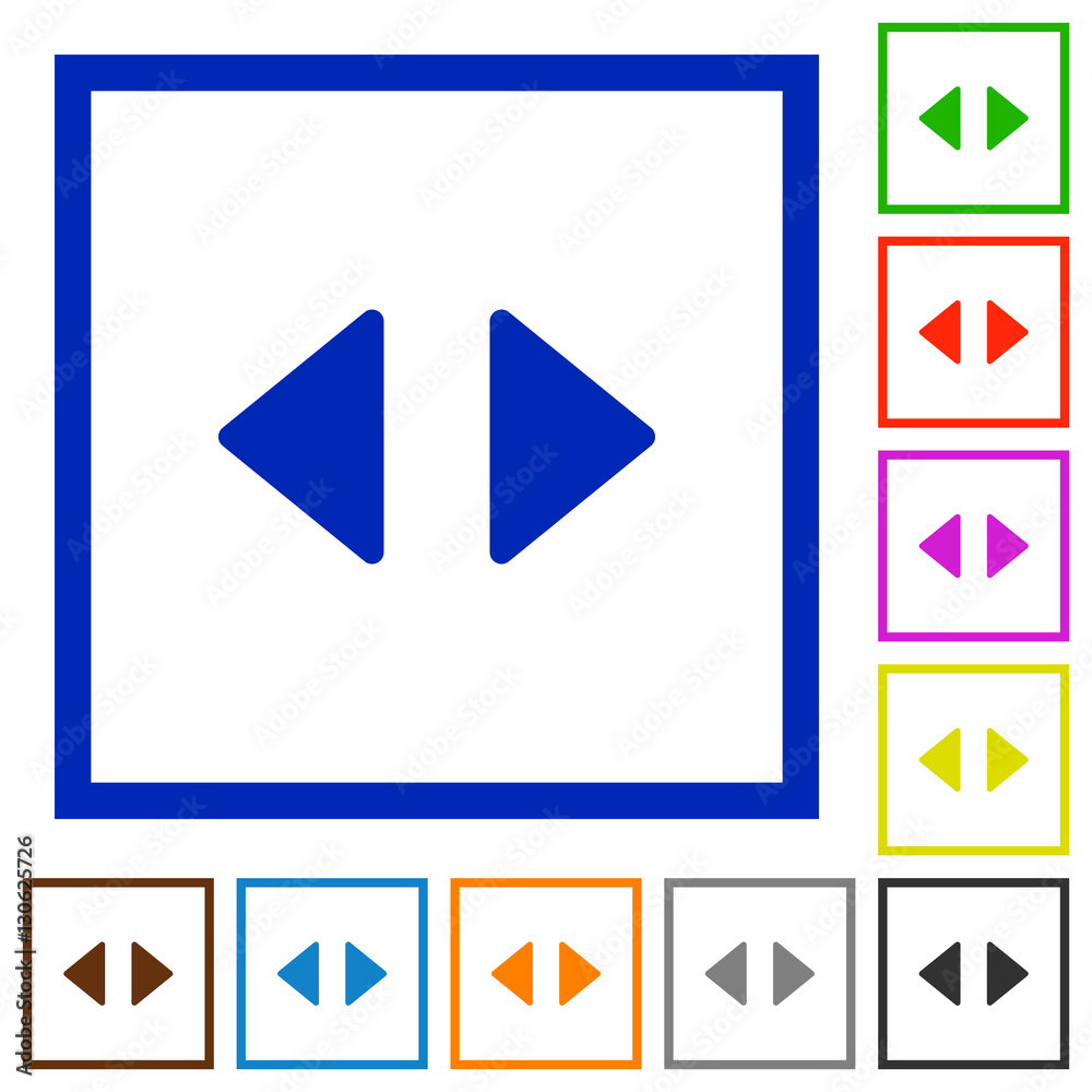Horizontal control arrows flat framed icons Horizontal control arrows flat framed icons