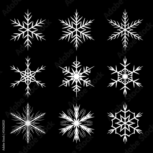 snowflake set vector silhouette symbol icon design.