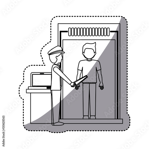 Passenger and security checkpoint icon. Airport travel trip and tourism theme. Isolated design. Vector illustration