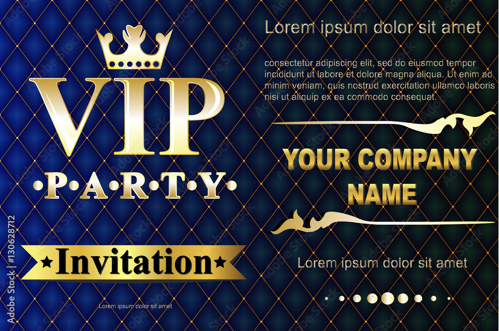 VIP party premium invitation cards posters flyers. Black and golden ...