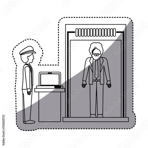 Passenger and security checkpoint icon. Airport travel trip and tourism theme. Isolated design. Vector illustration