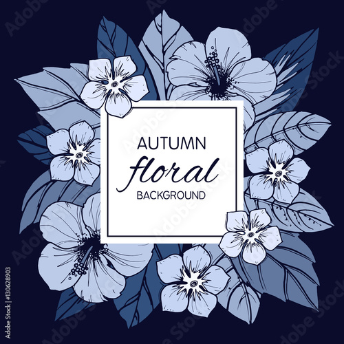 Indigo autumn floral design...