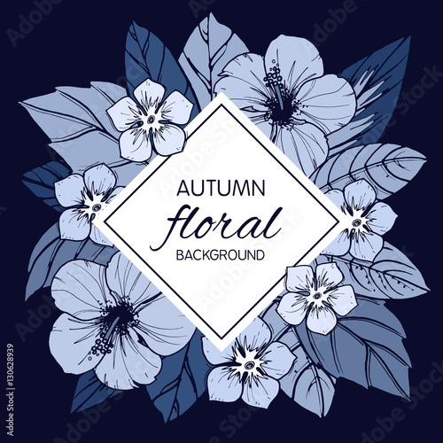 Indigo autumn floral design...