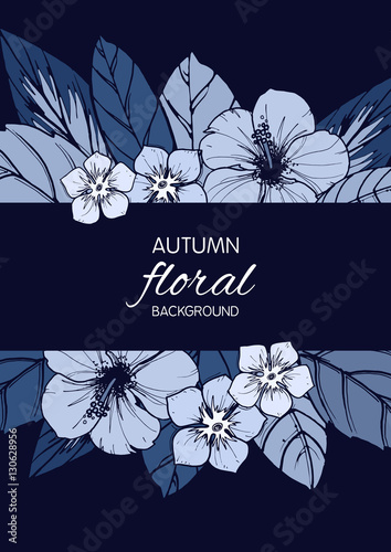 Indigo autumn floral design...