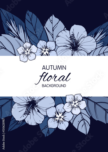 Indigo autumn floral design...